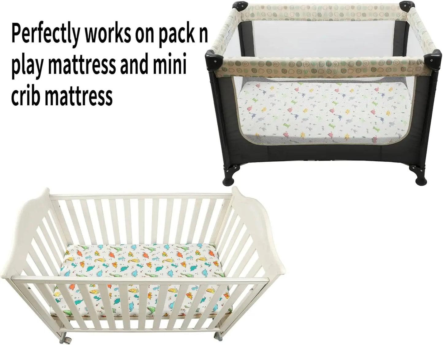 Pa N Play Sheets 2 Pa For Baby Boy, Stretchy Jersey Knitted Portable Mini Crib Sheets Playard Mattr Cover, Dinosaur