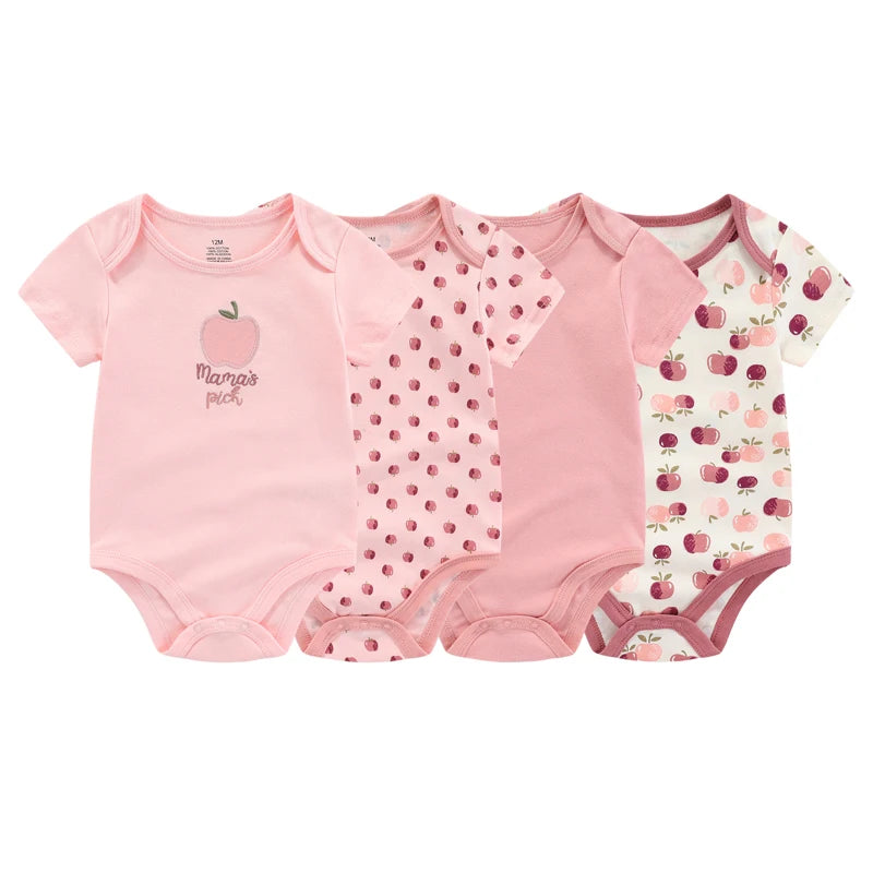 Fashion Cartoon 4-piece Summer 100% Cotton Boys and Girls jumpsuit Newborn jumpsuit set