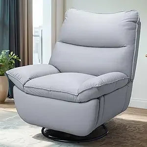 Lotus Swivel Recliner Chair for Adults, Oversized 360° Swivel Rocker Recliner, Fabric Glider Rocking Nursery Chair, Side Pocket