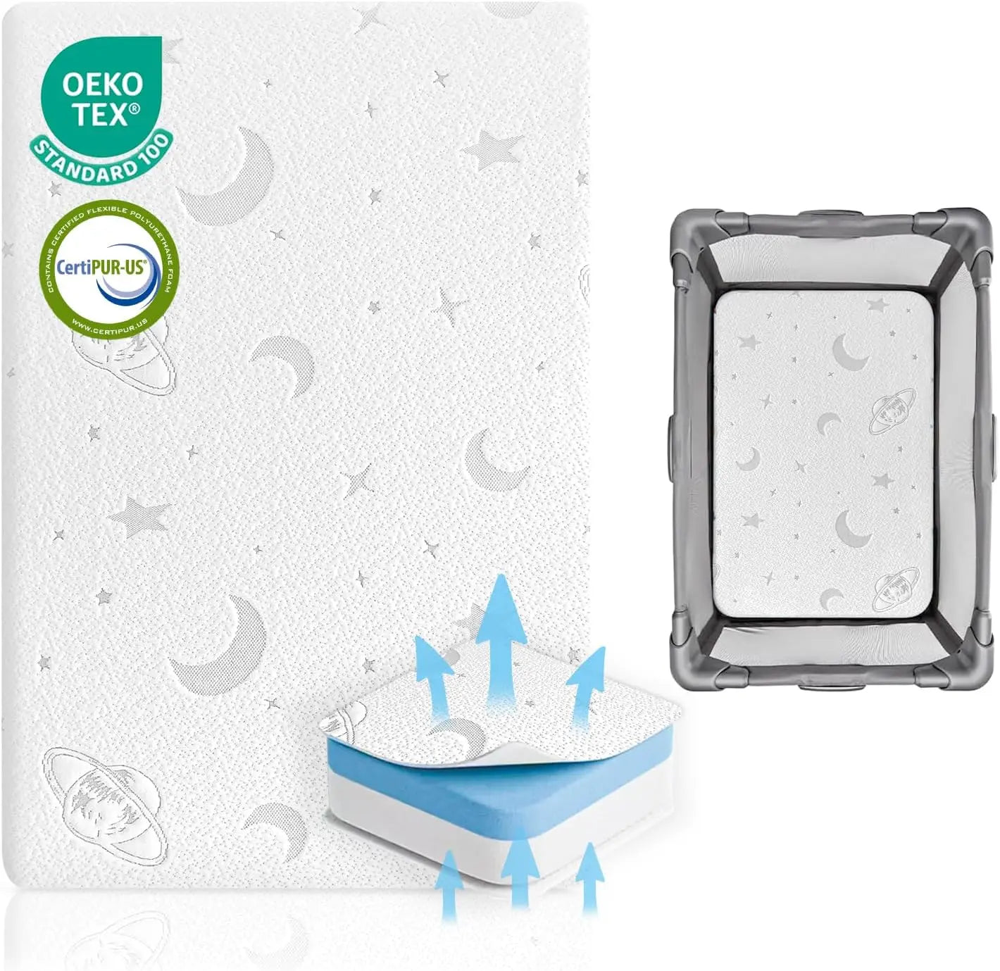 Pack And Play Mattress, Dual Sided Soft & Firm Memory Foam Thick Baby Mattress For Pack N Play, Portable 38X26 Mini Crib