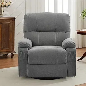 Swivel Nursery Rocker Recliner Chair, Ergonomic Lounge Chair for Living Room, Recliner Single Sofa Seat for Adults with Rocking Function