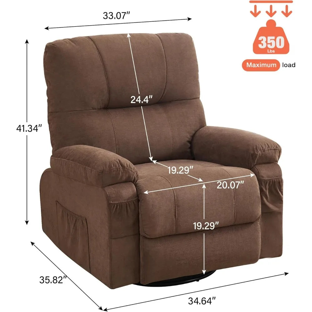 Swivel Nursery Rocker Recliner Chair, Ergonomic Lounge Chair for Living Room, Recliner Single Sofa Seat for Adults with Rocking Function