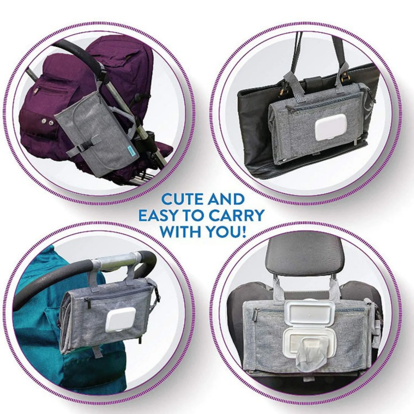 Portable Diaper Changing Pad for Newborn Girl & Boy Baby Changing Pad with Wipes Pocket Waterproof Travel Changing Kit