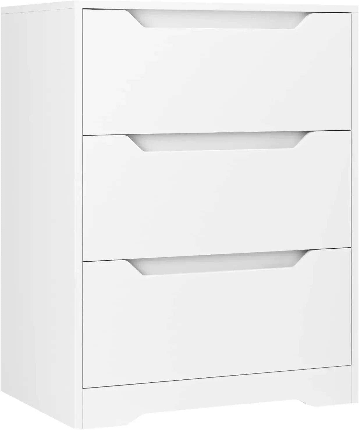 Modern 3 Drawer Dresser, Wood Chest of Drawers with Storage, Tall Nightstand with Cut-Out Handles, Side End Table