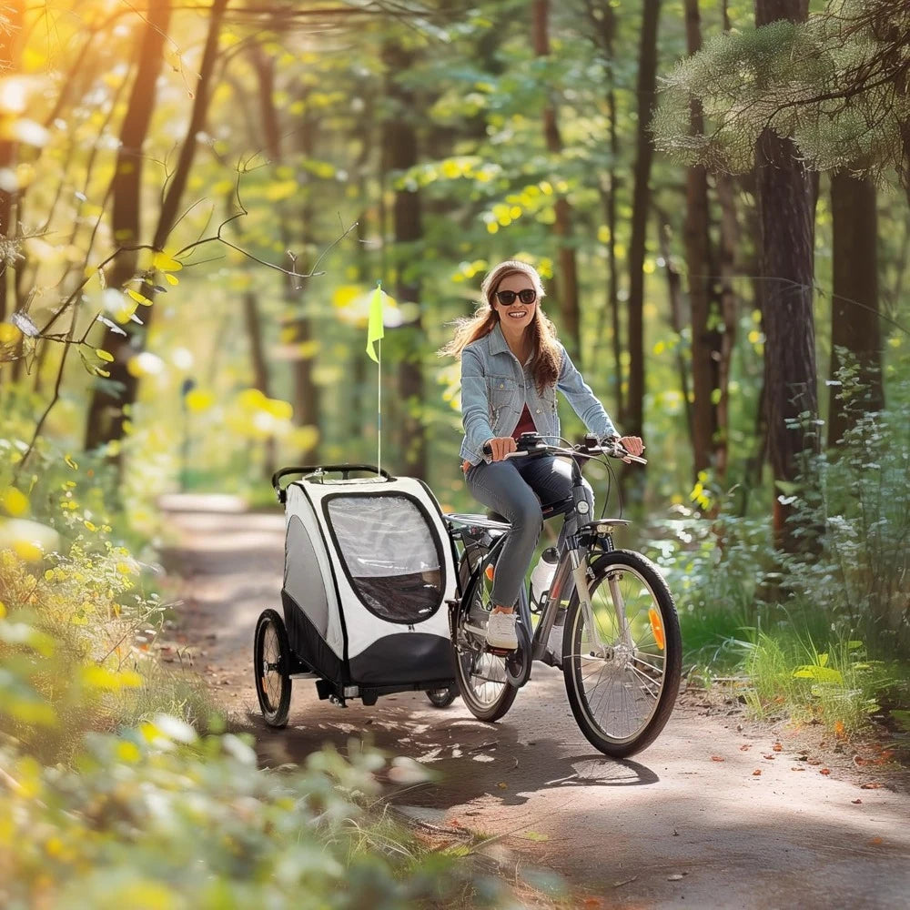 Bike Trailer for Kids 3 In1 Foldable Child Jogger Stroller Baby Stroller Transport Carrier with Shock Absorber System