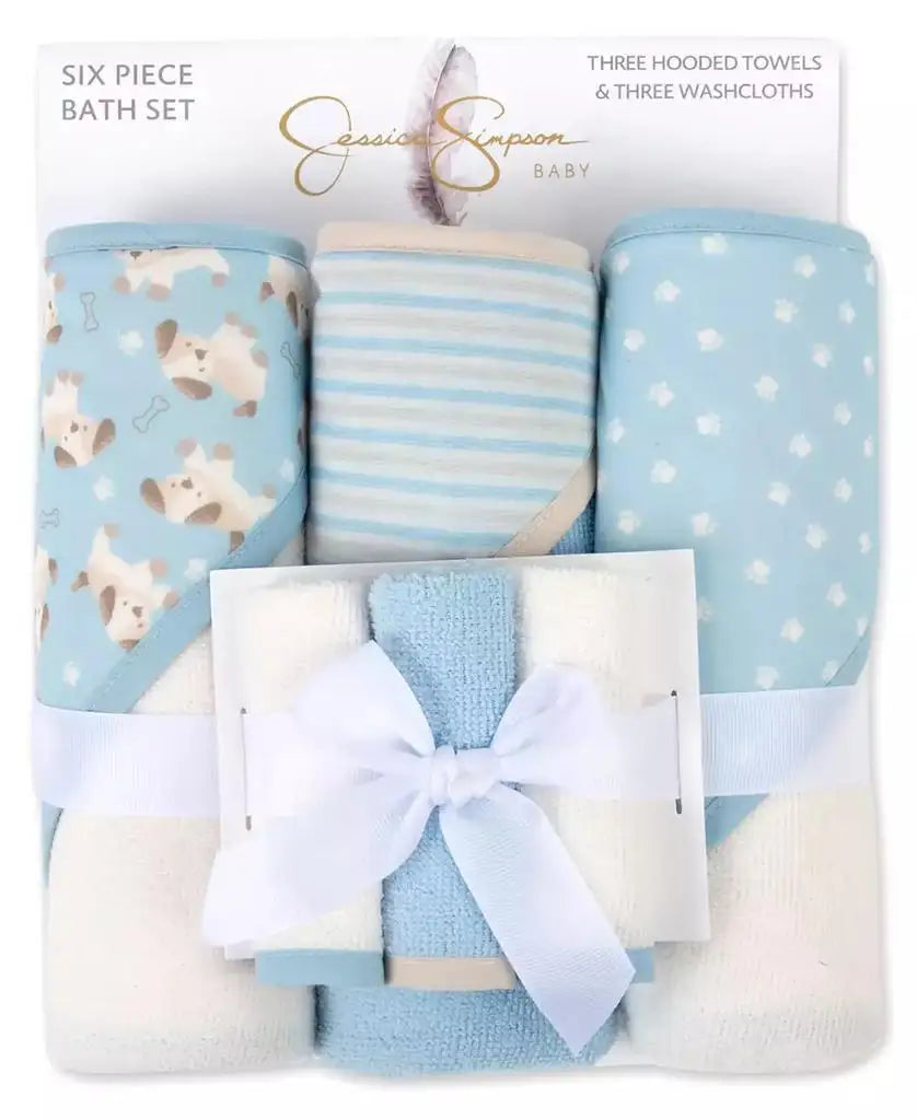 Baby Boys Hooded Towel and Washcloth, 6-Piece Set
