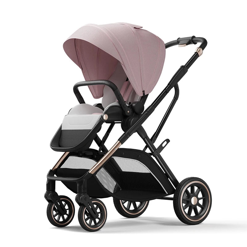 High View Portable Baby Stroller Ergonomics Seat Bassinet for Newborn One Hand to Recline Pram