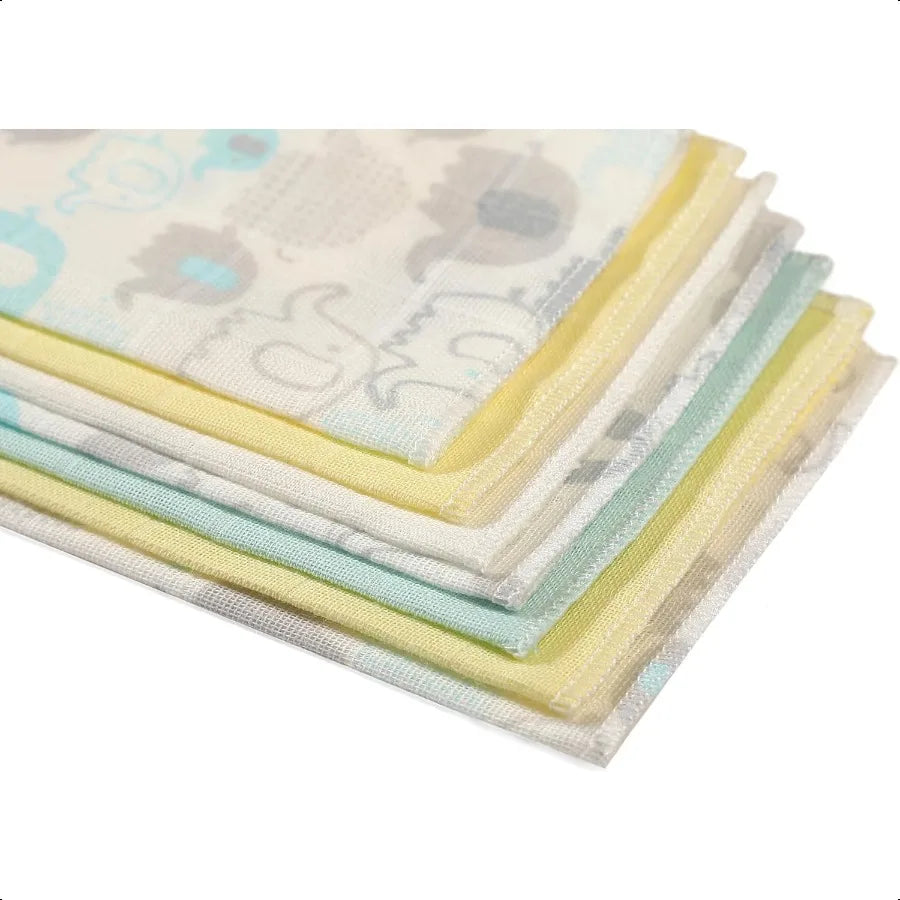 Washcloths 100% Cotton Ultra Soft Absorbent Wipes Newborn Face Towel Pack of 7 Reusable Quick Dry Baby Wipes for Sensitive Skin
