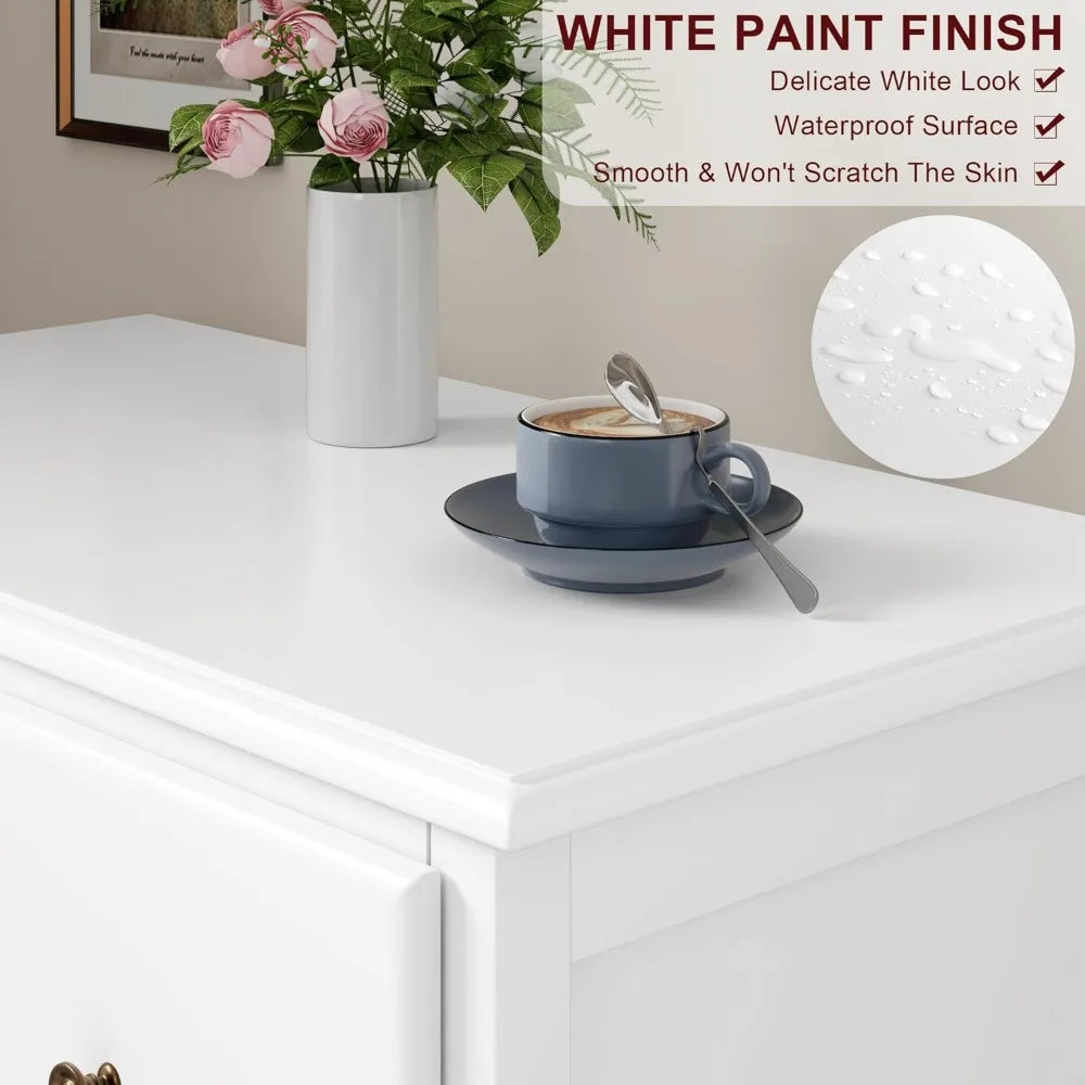 White Dresser, 4 Drawer Dressers Chest of Drawers, for Living Room, Hallway, Entryway, Home Office, White Children's Dressers
