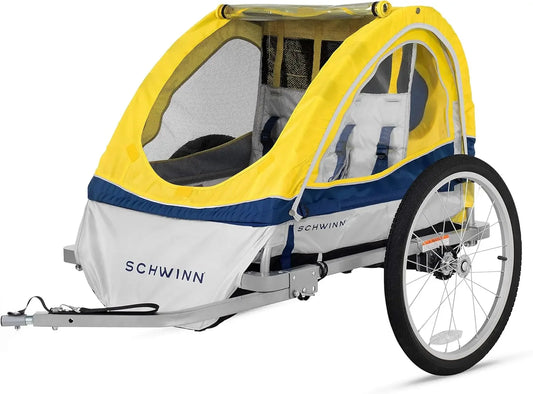 Child Bike Trailer, Single & Double Seat Baby Carrier Options, Canopy 16 - 20-Inch Air-Filled Tires W/Bug Screen &Weather Shield