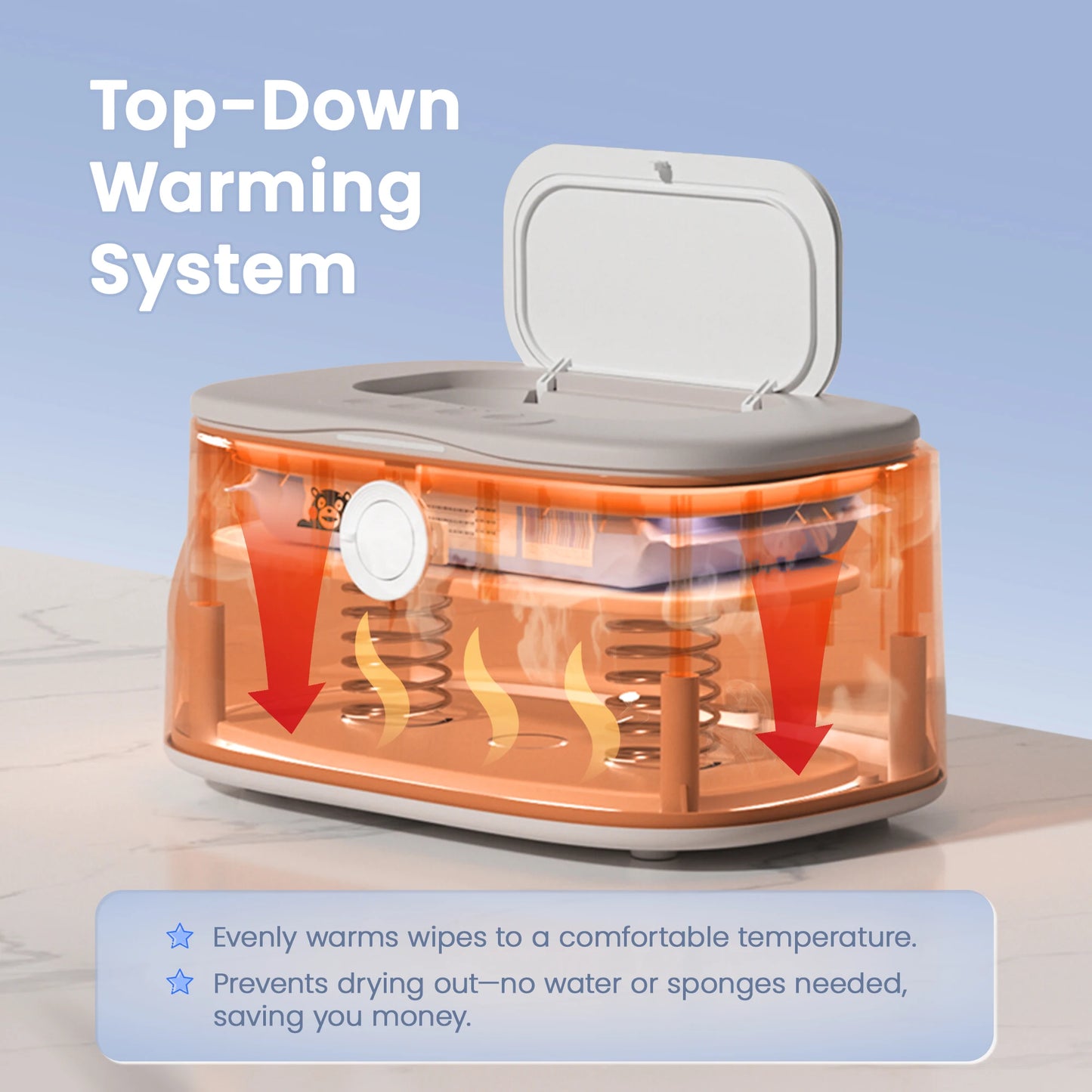 Baby Wipe Warmer, Innovative Spring & Child Lock Design, Large Capacity Wipes Dispenser, Fast Heating, 3 Modes of Temp
