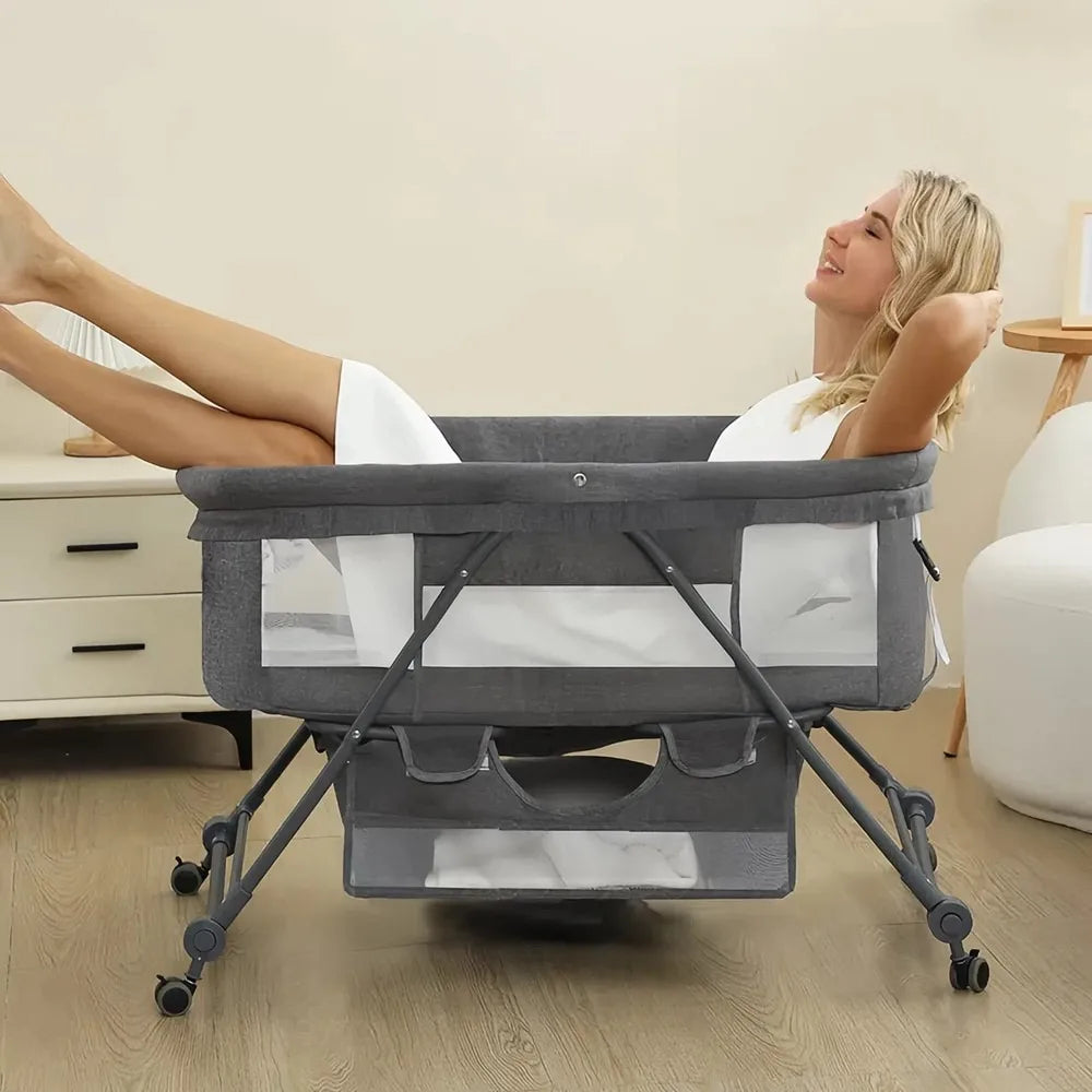 Sejoy 3 in 1 Rocking Crib Baby Bassinet Newborn Beside Sleeper Infant Sleeping Bed Convertible