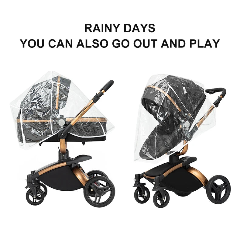 360° Rotating Baby Stroller with Premium PU Seat, Lightweight 3-in-1 Travel System One-Hand Fold & Adjustable Canopy for Newborn
