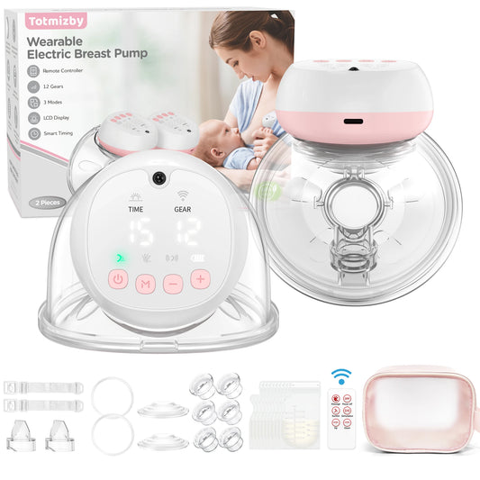 Wearable Breast Pump 1200mAh Portable Hands Free Breastpump 12 Levels 3 Modes Electric Remote Control Painless Breastfeeding