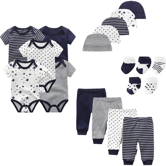 Unisex Fashion Bodysuit Set for Baby Boys and Girls Bodysuit and Accessories 19 Pack Comfortable Babywear Newborn Set