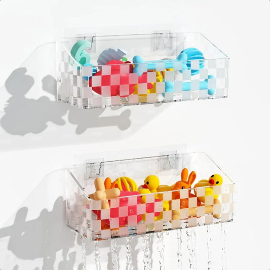 Bath Toy Storage Holder 2 Pack Large Capacity Bath Toy Organizer for Tub Clear Baby Bathtub Toy Storage Multi Use Shower Caddy