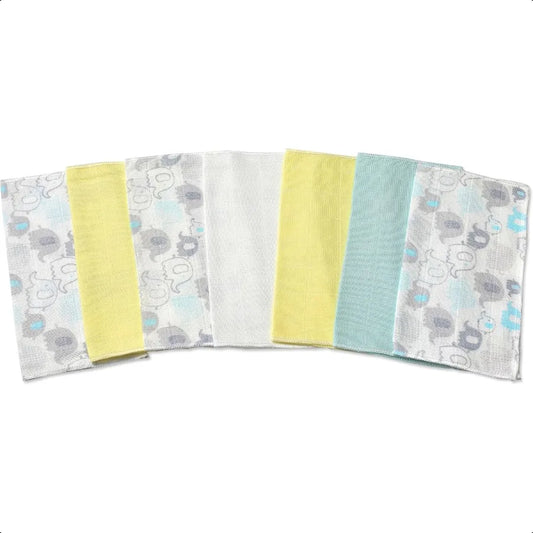 Washcloths 100% Cotton Ultra Soft Absorbent Wipes Newborn Face Towel Pack of 7 Reusable Quick Dry Baby Wipes for Sensitive Skin