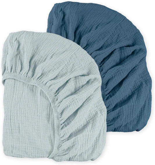Muslin Mini Crib Sheets, 2 Pack For Baby Boy And Girl, Soft Breathable Stretchy Baby Pack N Play And Mini Cribs Sheet,