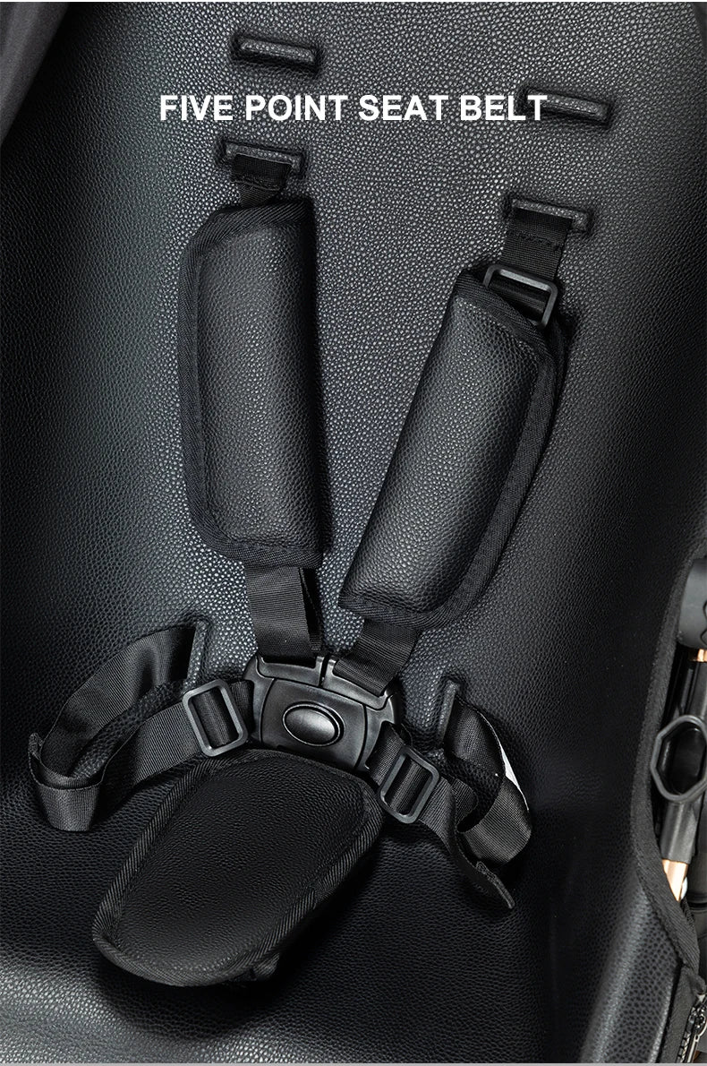 PU Leather Baby Stroller 3 IN 1 Luxury Lightweight High Landscape 360-Degree Rotating Aluminum Frame Baby Carriage Car Seat