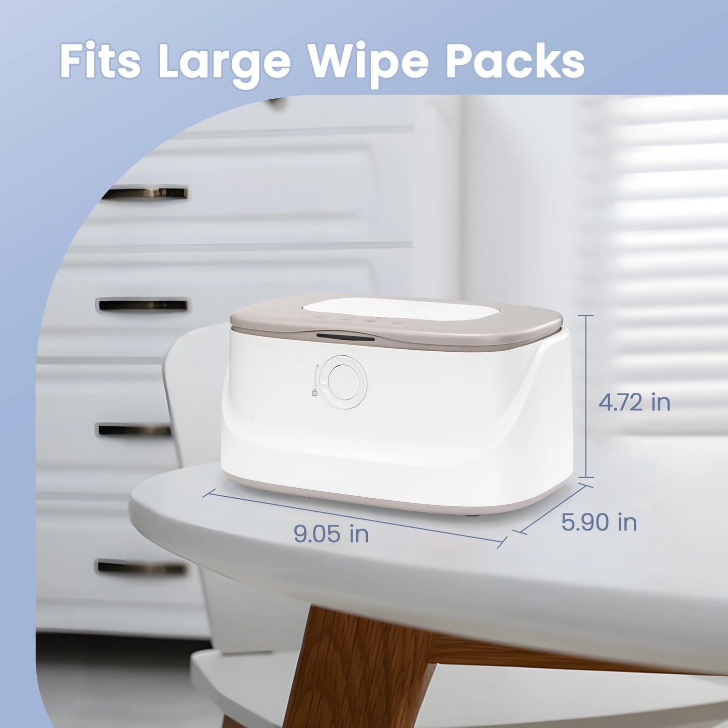 Baby Wipe Warmer, Innovative Spring & Child Lock Design, Large Capacity Wipes Dispenser, Fast Heating, 3 Modes of Temp