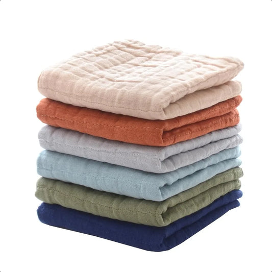 Cotton Towel for Baby Soft Face Cloths Newborn Absorbent Bath Wipes Muslin Washcloth Burp Cloths or Towels Pack of 6 12x12 inch