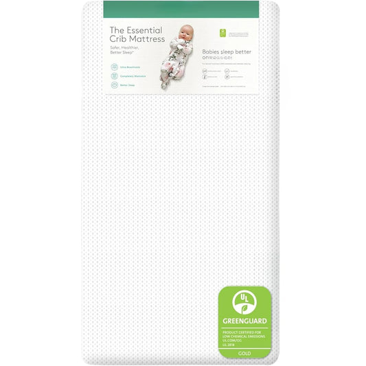 Essential Crib Mattress | Baby Mattress for Crib, Dual-Layer, Safe, 100% Breathable & Machine Washable Infant Crib MattressWhite