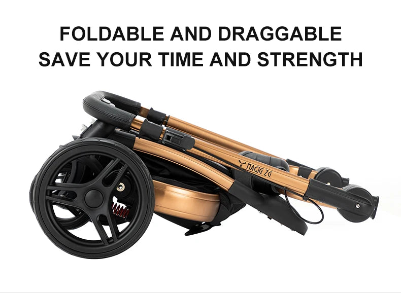 360° Rotating Baby Stroller with Premium PU Seat, Lightweight 3-in-1 Travel System One-Hand Fold & Adjustable Canopy for Newborn