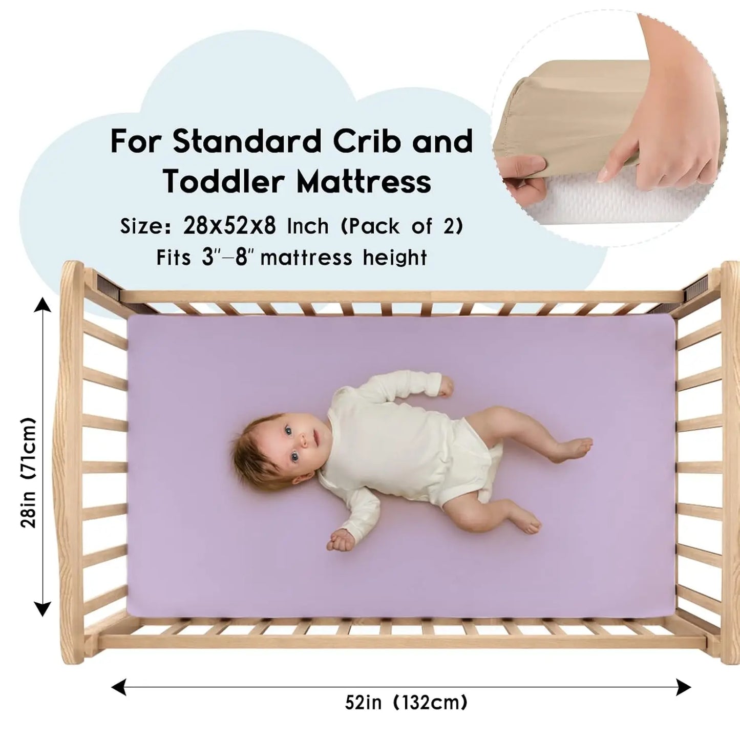 Baby Crib Sheets For Boys Girls, Fitted Crib Sheet 2 Pa For Standard Crib And Toddler Mattress, Super Soft Microfiber Baby