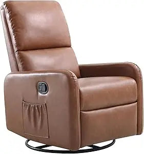 Swivel Glider Rocking Recliner Chair for Adults, Nursery Rocker Reclining, Comfy Upholstered Single Sofa Armchair for Living Ro