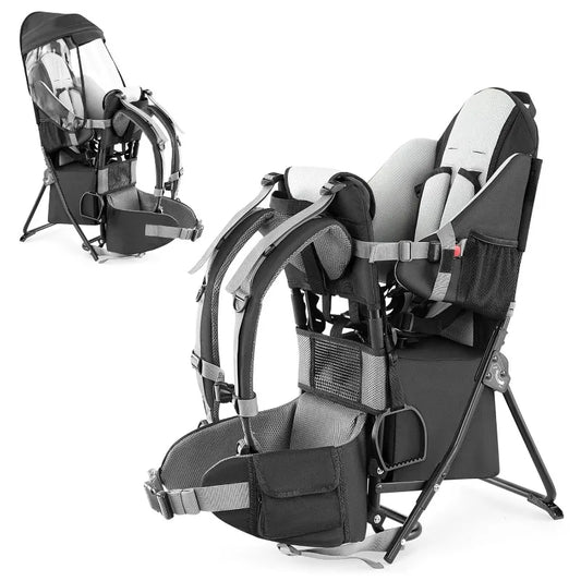 Baby Backpack Carrier, Toddler Hiking Backpack with Safety 3-Height Seat, Adjustable Straps&Waist Belt, Foldable Frame Li