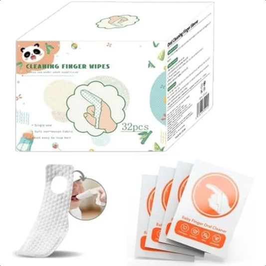 Finger Tooth Brushing Tongue Cleaner Baby Toothbrush 6 to 12 Months Finger Tooth Brushing Dry Wipes for Baby Wipes Toddles 32Pc