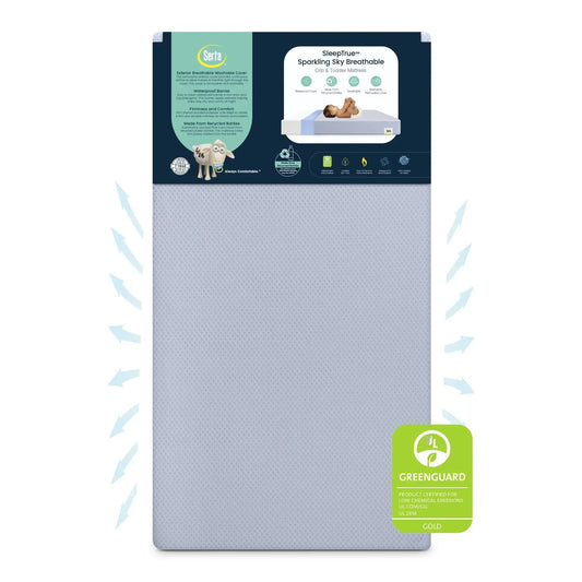 Sparkling Sky Breathable Baby Bed Crib Mattress and Toddler Mattress with Removable/Machine Washable Cover - GREENGUAR