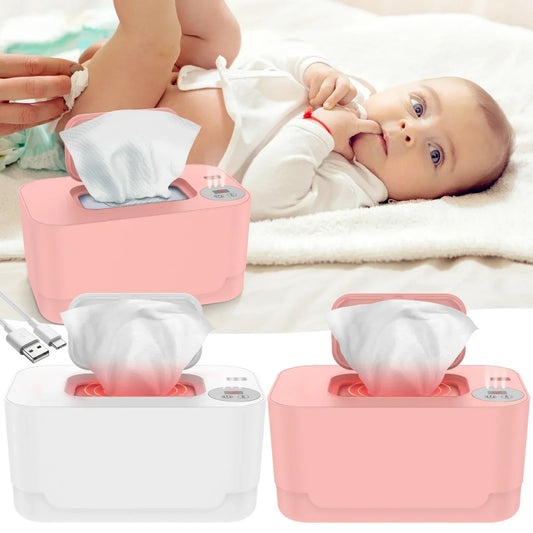 Baby Wet Wipe Heater Warmer with LED Display Wet Towel Dispenser Portable USB Baby Wipe Warmer Napkin Heating Box Home/Car Hand