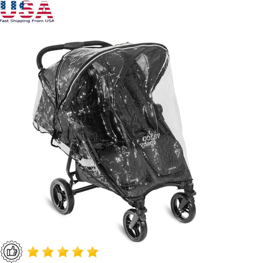Rain Cover Slim Twin Strollers Full Body Weather Protection Waterproof Child Safe PVC Heavy Duty Enhanced Ventilation