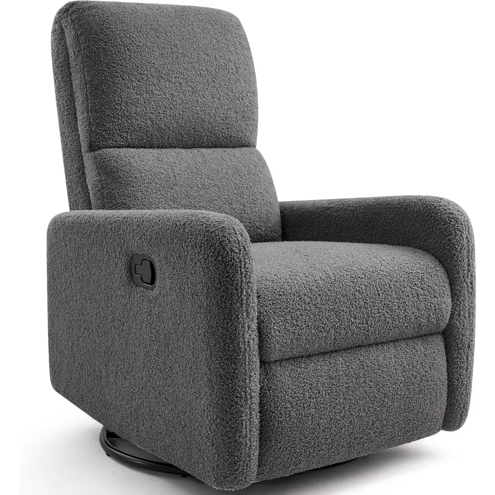 Swivel Glider Rocking Recliner Chair for Adults, Nursery Rocker Reclining, Comfy Upholstered Single Sofa Armchair for Living Ro