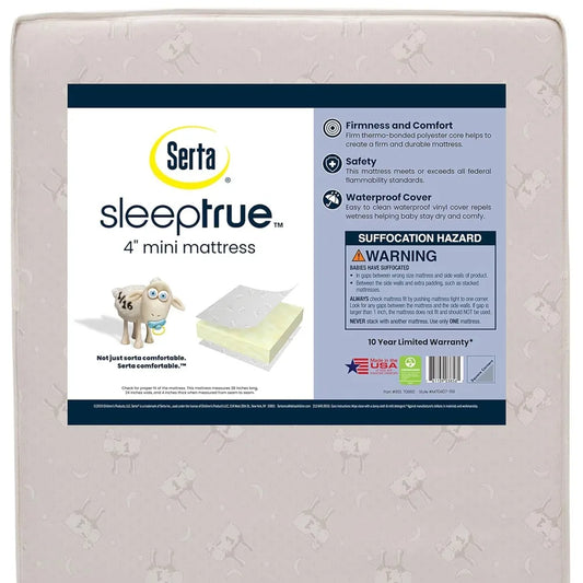 children Baby Mini Crib Mattress, Premium Sustainably Sourced Fiber Core, Hypoallergenic & Waterproof Cover