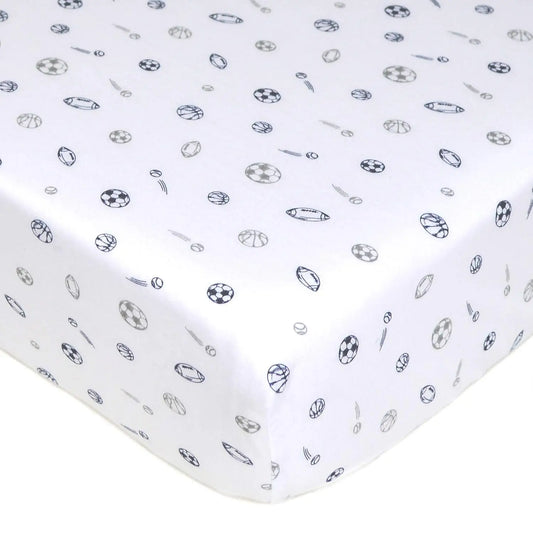 Fitted Crib Sheet 28"" X 52"", Soft Breathable Neutral 100% Cotton Jersey Sheet, Sports, For Boys And Girls, Fits Crib And