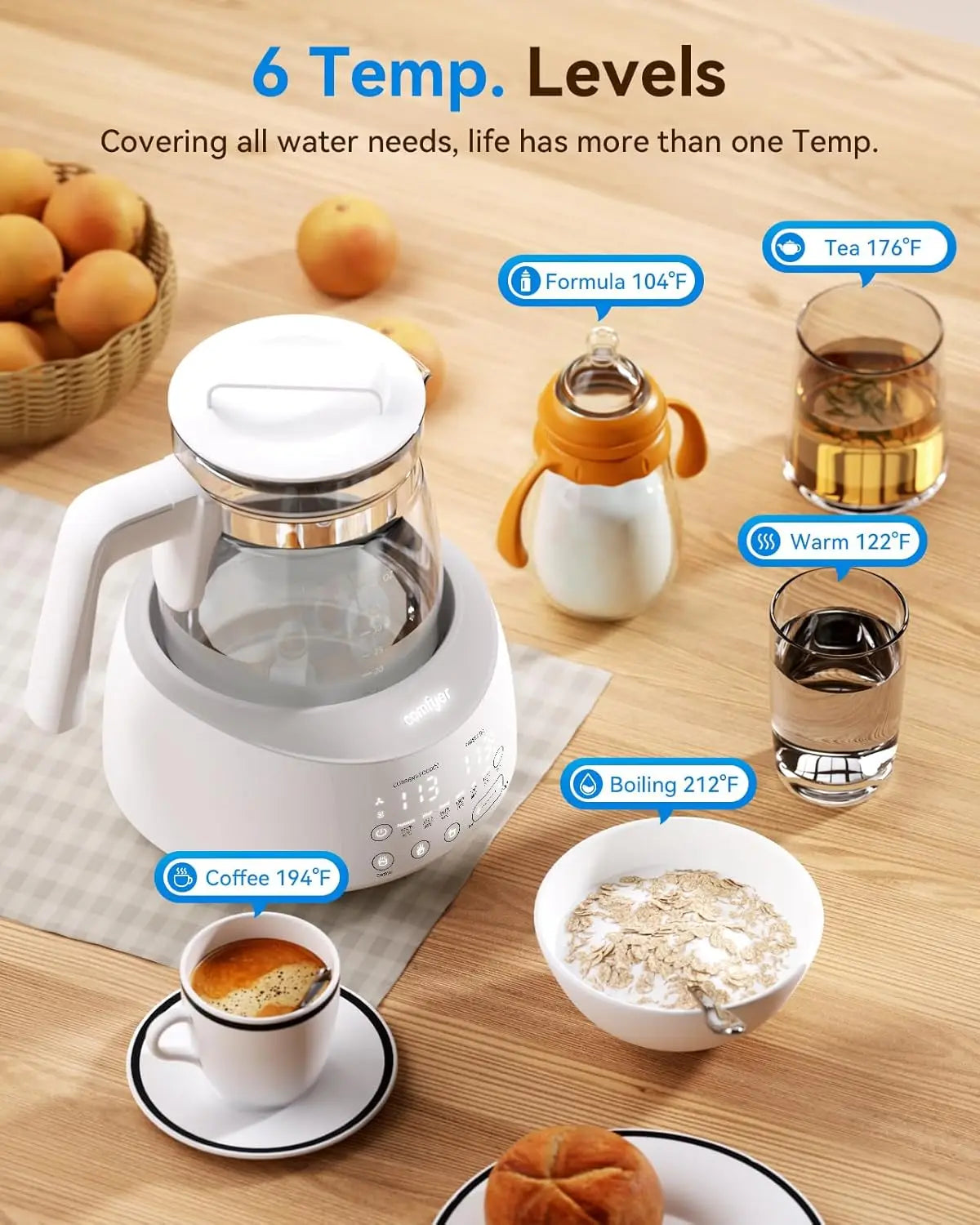 Bottle Warmer, Baby Bottle Warmer with Night Light & Faster Cooling Fan, Instantly Water Warmer, Tea Kettle Electric