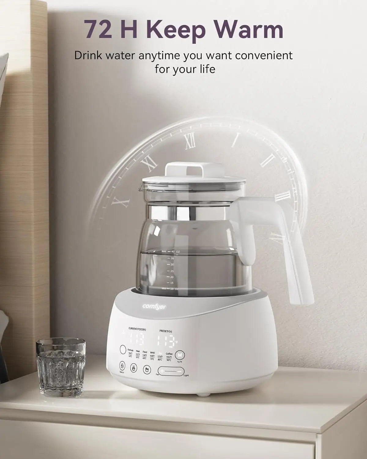Bottle Warmer, Baby Bottle Warmer with Night Light & Faster Cooling Fan, Instantly Water Warmer, Tea Kettle Electric
