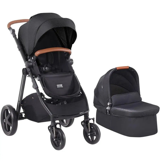 Stroller Travel System 2-in-1 with Bassinet & Playard Baby Combo Set Black