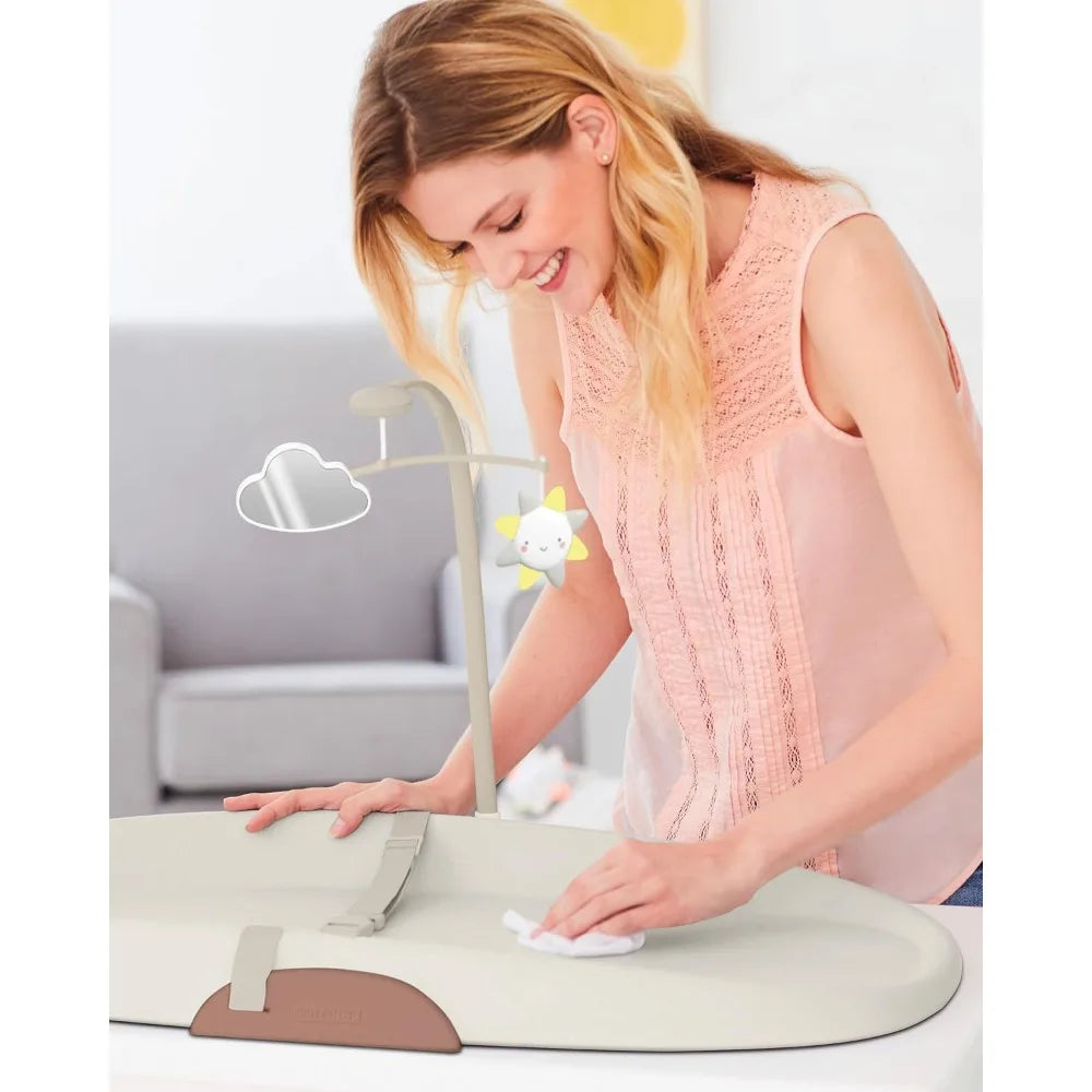 Baby Changing Pad Nursery Style Wipe-Clean Contoured with Cushioned Foam Oat,Free shipping