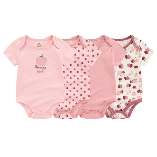 Fashion Cartoon 4-piece Summer 100% Cotton Boys and Girls jumpsuit Newborn jumpsuit set