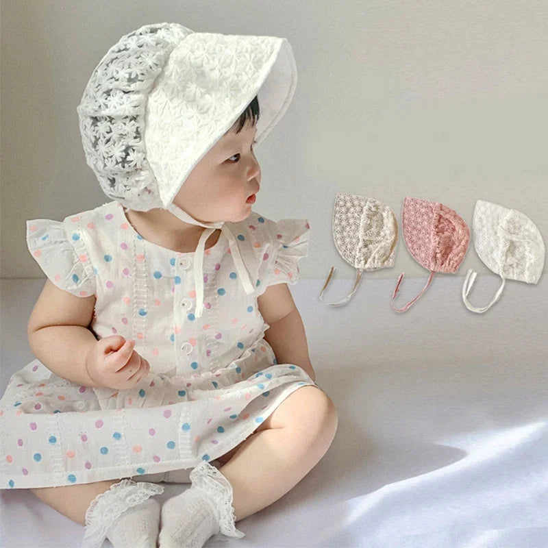 Summer Lace Flower Baby Hat Princess Baby Girl Infant Soft Bonnet Cap Toddler Sun Hats Newborn Photography Props