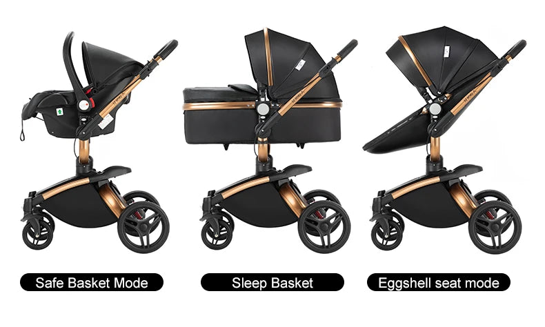 360° Rotating Baby Stroller with Premium PU Seat, Lightweight 3-in-1 Travel System One-Hand Fold & Adjustable Canopy for Newborn