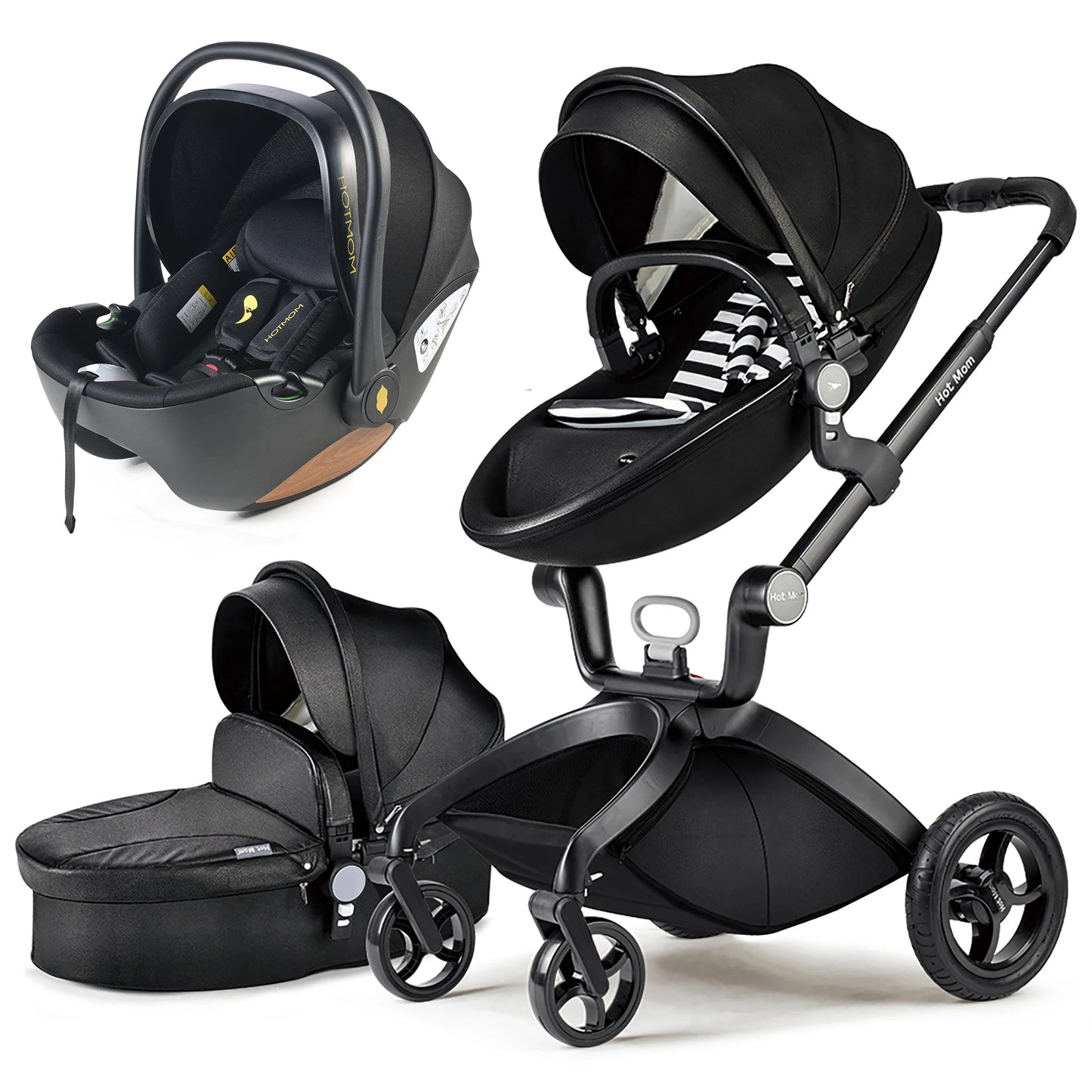 F22 baby stroller 3in1 ,adjustable seat,aluminum frame,solid rubber tires,rain cover,mosquito net,large storage basket