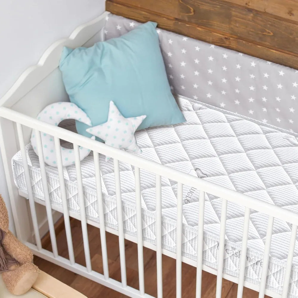 Premium Crib&Toddler Mattress,100% Knitted Fabric,Premium Fleece Surface-Hypoallergenic,Thick Firm Soft Crib Mattress,Non-Toxic