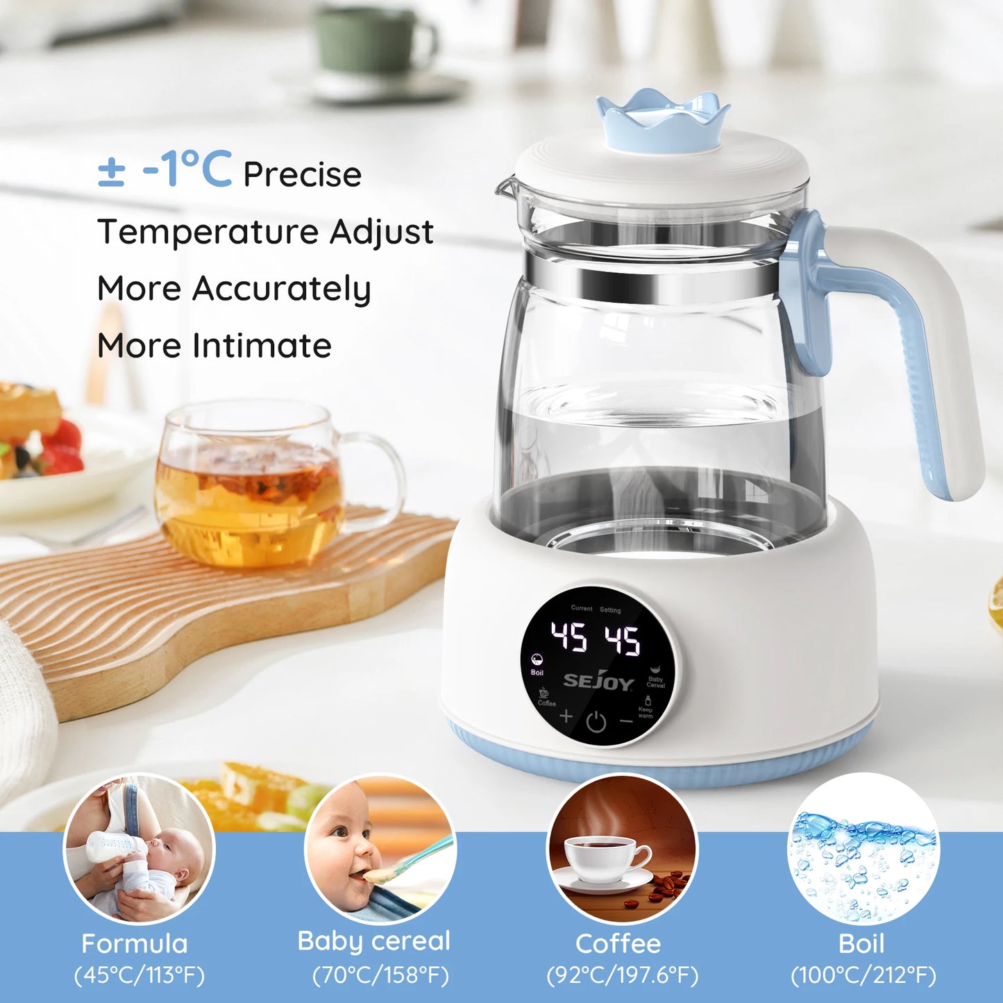 Sejoy Infant Thermostatic Milk Regulator Baby Kettle Keep Warm 1.2L 72 Hours Hot Water Smart Insulation Pot Milk Powder Warmer